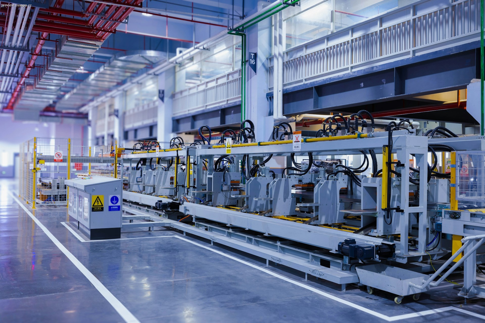 Industrial conveyor belt system moving packages